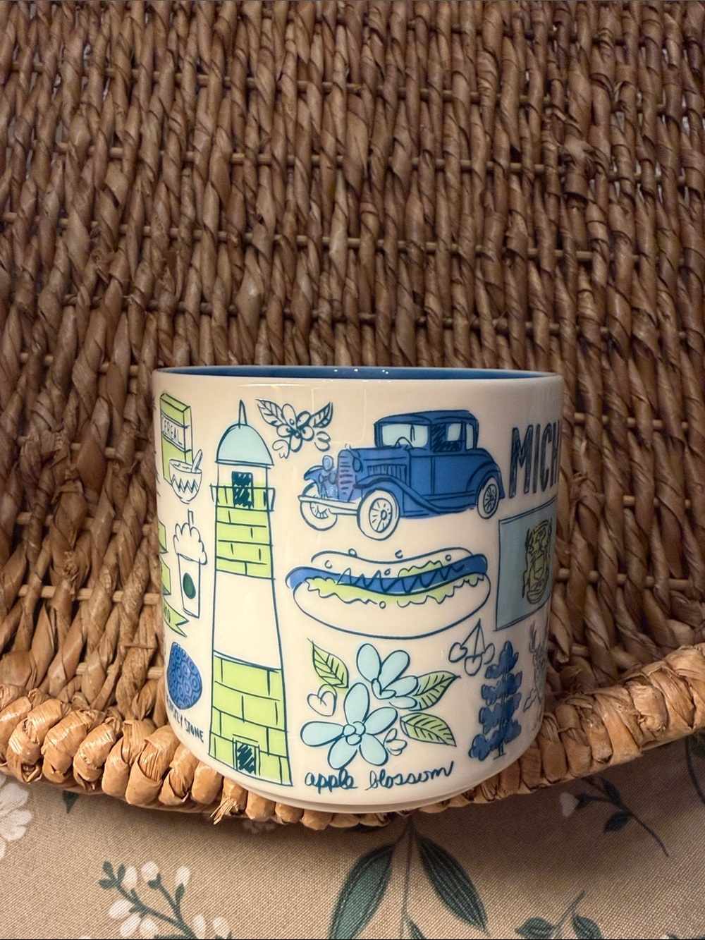 Starbucks Michigan Blue & Green Ceramic Coffee Mug 14oz - Picture 2 of 5